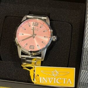 Invicta Silver Watch with Pink Dial